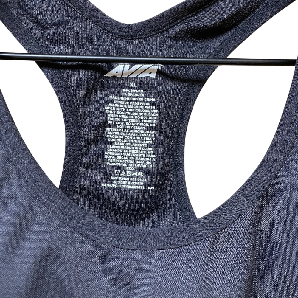 Avia Black Racerback Sports Bra Women's XL Medium Support Workout Gym Athleisure - Picture 4 of 4